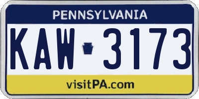 PA license plate KAW3173