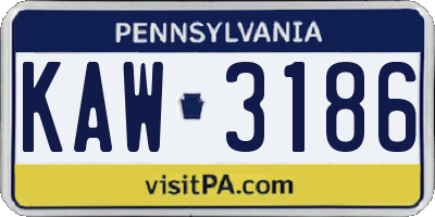 PA license plate KAW3186