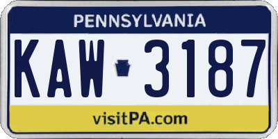 PA license plate KAW3187