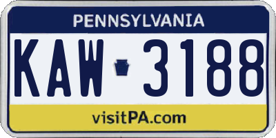 PA license plate KAW3188