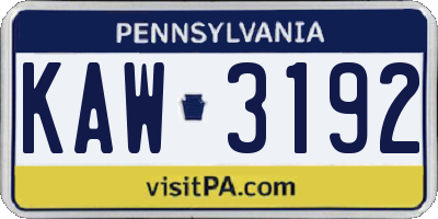 PA license plate KAW3192