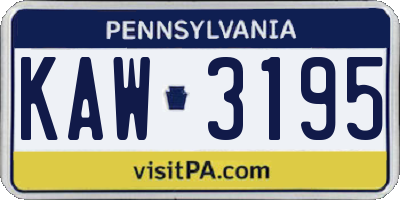 PA license plate KAW3195