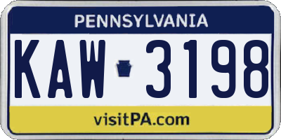 PA license plate KAW3198