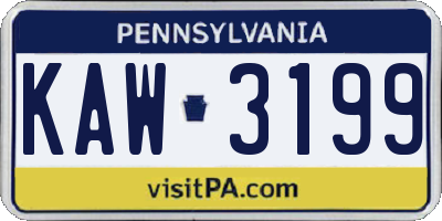PA license plate KAW3199
