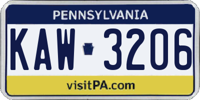 PA license plate KAW3206