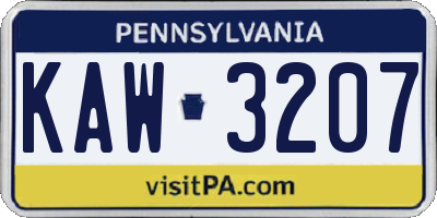 PA license plate KAW3207