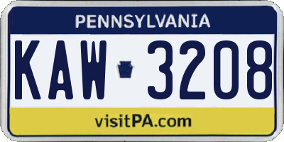 PA license plate KAW3208