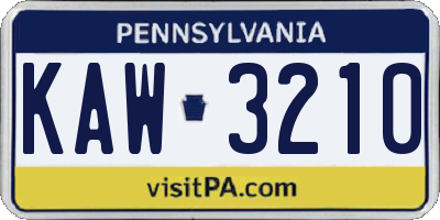 PA license plate KAW3210