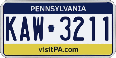 PA license plate KAW3211