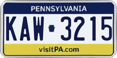 PA license plate KAW3215