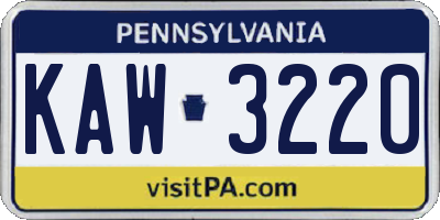PA license plate KAW3220
