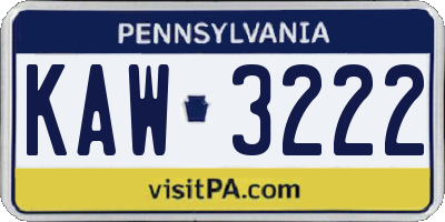 PA license plate KAW3222