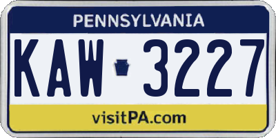 PA license plate KAW3227