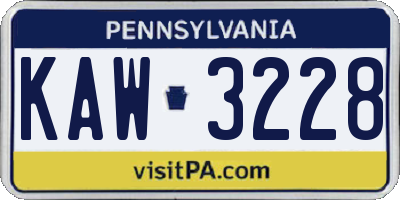 PA license plate KAW3228