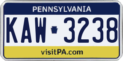 PA license plate KAW3238