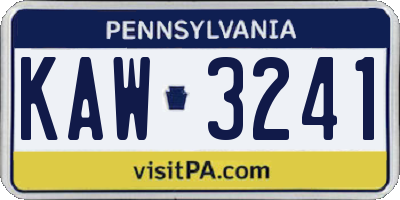 PA license plate KAW3241