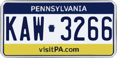 PA license plate KAW3266