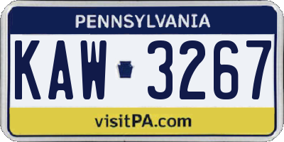 PA license plate KAW3267