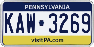 PA license plate KAW3269