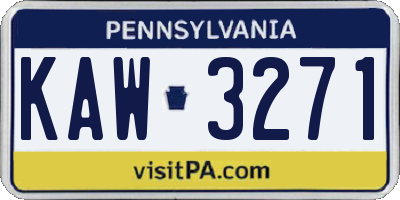 PA license plate KAW3271