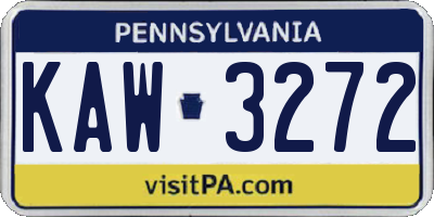 PA license plate KAW3272
