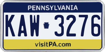 PA license plate KAW3276