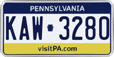 PA license plate KAW3280