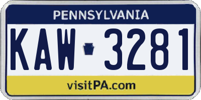 PA license plate KAW3281