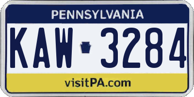 PA license plate KAW3284