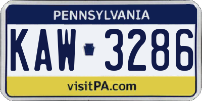 PA license plate KAW3286