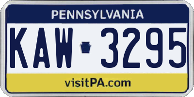 PA license plate KAW3295