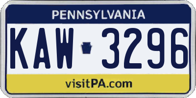 PA license plate KAW3296