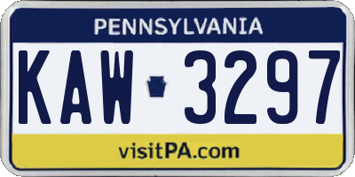 PA license plate KAW3297