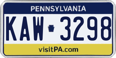 PA license plate KAW3298