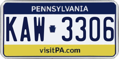 PA license plate KAW3306