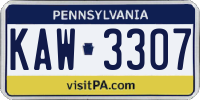 PA license plate KAW3307