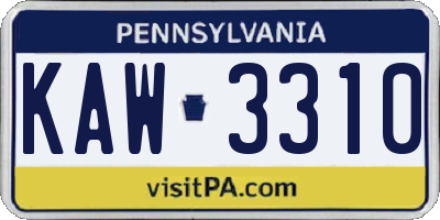 PA license plate KAW3310