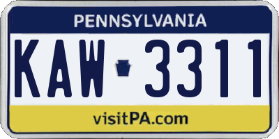 PA license plate KAW3311