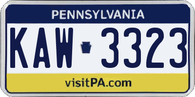 PA license plate KAW3323