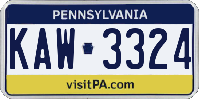 PA license plate KAW3324