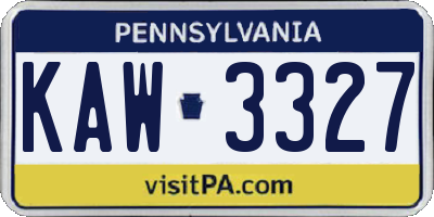 PA license plate KAW3327
