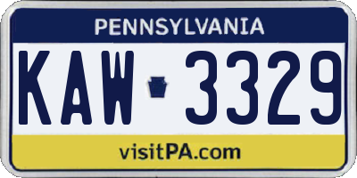 PA license plate KAW3329