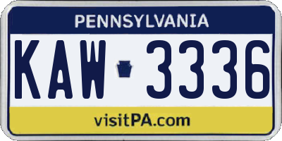 PA license plate KAW3336
