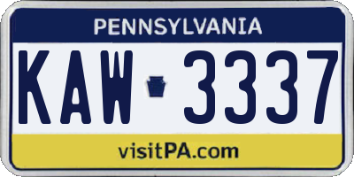 PA license plate KAW3337