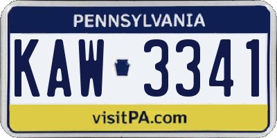 PA license plate KAW3341