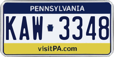 PA license plate KAW3348