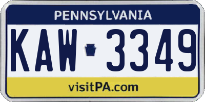 PA license plate KAW3349
