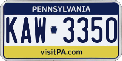 PA license plate KAW3350