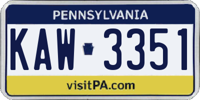 PA license plate KAW3351