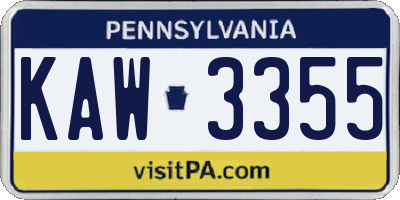 PA license plate KAW3355